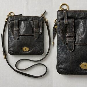 Fossil Maddox Black Pebbled Leather Messenger Crossbody Bag - Vintage Y2K